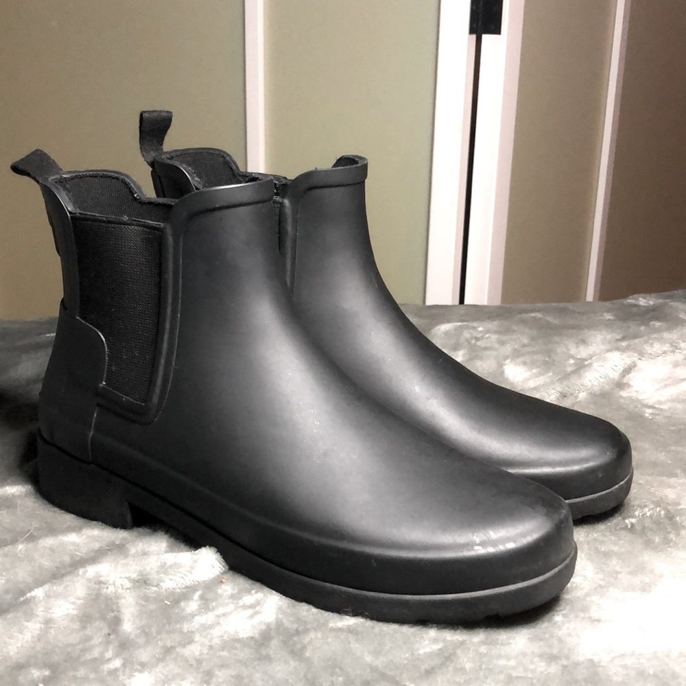 Hunter Black Chelsea Rain Ankle Boots